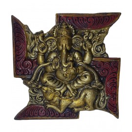 Spherulemuster Swastik Ganesh Decorative Wall Hanging and Showpiece Figurine - Metal