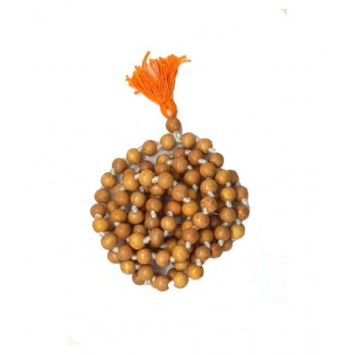 Spherulemuster Tulsi Jap Mala (108+1) Beads with cotton Gomukhi Bag (Hare Ram Printed) with double Kanthi Mala