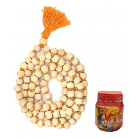 Spherulemuster Tulsi Mala (108+1) Beads Orange Thread with Chandan Tika