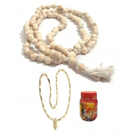 Spherulemuster Tulsi Mala (108+1) Beads with Chandan Tika with Radhe Printed Mala