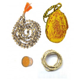 Spherulemuster Tulsi Mala with Cotton Gomukhi Beg and Kanti Mala-Set of 3 ||Free Chandan Tika||