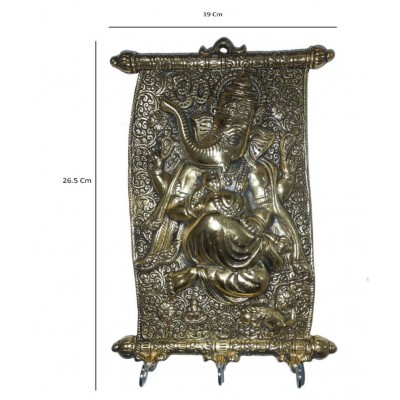 Spherulemuster Wall Hanging Ganesh for Key holding and wall mounted-Metal, Gold-Colour