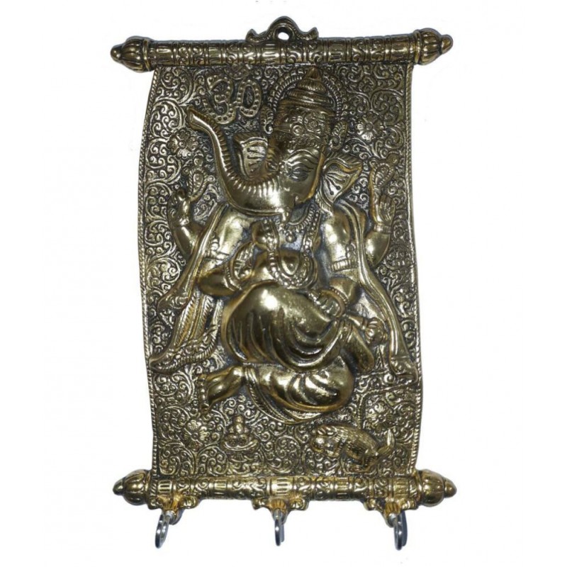 Spherulemuster Wall Hanging Ganesh for Key holding and wall mounted-Metal, Gold-Colour