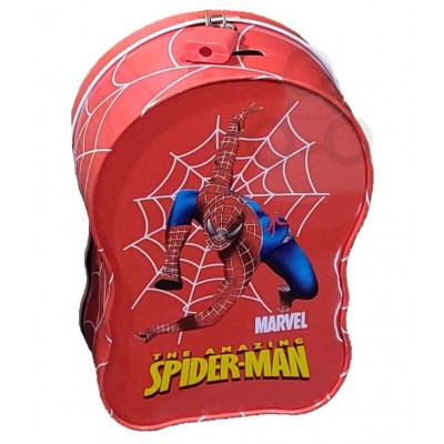 Spiderman Printed Metal Piggy Bank | Coin Box Money Box for Kids with Lock & key | Perfect gift for Birthday return gifts