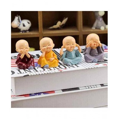 Spreading Smiles Multicolour Acrylic Monk Buddha Smoke Backflow - Pack of 4