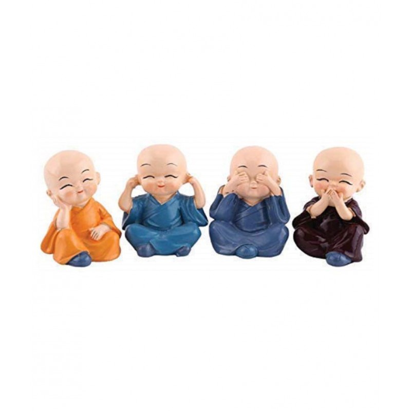 Spreading Smiles Multicolour Acrylic Monk Buddha Smoke Backflow - Pack of 4