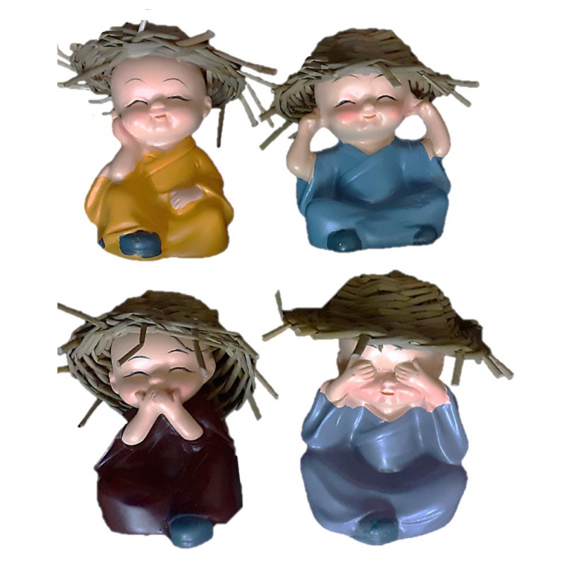 Spreading Smiles Multicolour Resin Monk Buddha Smoke Backflow - Pack of 4