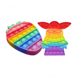 Strawberry & baby yoda popit combo pack of 2 popit Rainbow Push Pop it Bubble Fidget Toy, Pop It Stress Relief and Anti-Anxiety Tools Sensory, Silicon Satisfying Relaxing Toys & Great Gift for Kids Girls Boys Teens and Adults.