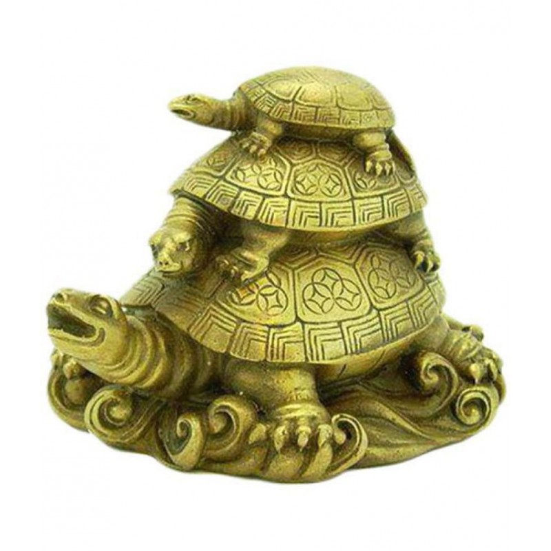 Sunaina Collection Golden Three Tiered Feng Shui Tortoises