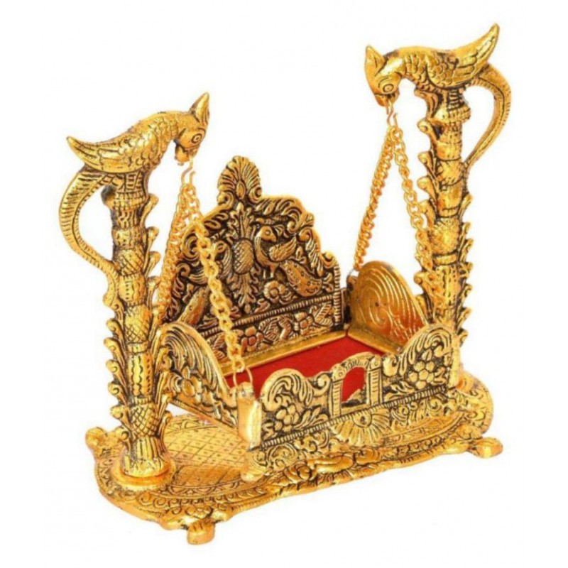 Susajjit Decor Laddu gopal jhula - Size- 20 x 18 x 20 cm Krishna Jhula- Bal Gopal sihasan - ladoo gopal swing - Lord Jhula- Rajasthani work Handicraft - Decorative Gift Home Temple Jhula Jhula