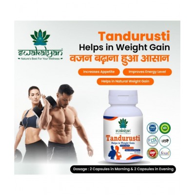Swakalyan Tandurusti For Weight Gain Herbal Capsule 120 no.s Pack Of 2 Swakalyan Tandurusti For Weight Gain Herbal Capsule 120 no.s Pack Of 2