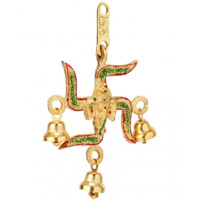Swastik Ganesh for Door Entrance Vaastu Items for Home for Good Luck Metal Swastik Symbol for Home Welcome Home Wall Hanging Main Door Decoration (Pack of 2)