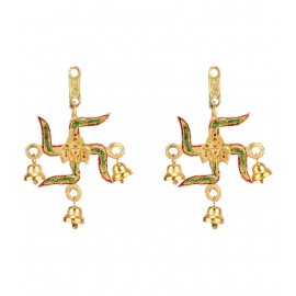 Swastik Ganesh for Door Entrance Vaastu Items for Home for Good Luck Metal Swastik Symbol for Home Welcome Home Wall Hanging Main Door Decoration (Pack of 2)