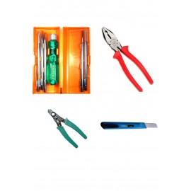 TAPARIA  Set of 4 Hand Tool Combo (Pliers 210mm/5in1 Screw Driver Kit/Wire Stripper/Snap off Cutter)