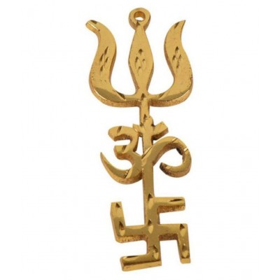 TEVATIYA Fine Combo of damru locket Shiv Shakti Kavach and trishakti (3.5 Inches)