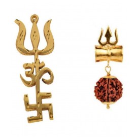 TEVATIYA Fine Combo of damru locket Shiv Shakti Kavach and trishakti (3.5 Inches)
