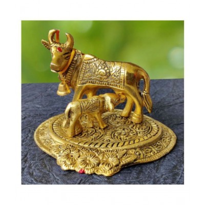 TEVATIYA Kamdhenu Cow with Calf ,Metal Cow and Calf,Elegant Kamdhenu Cow and Calf Metal Statue, Spiritual Showpiece, Home Décor