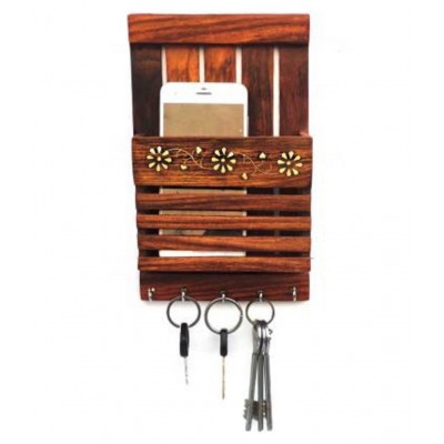 TFS Brown Wood Key Holder - Pack of 1