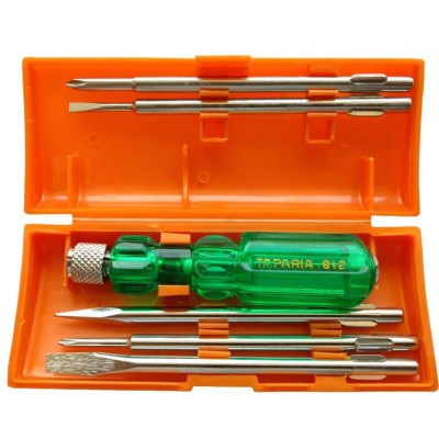 Taparia 812-tools hardware  Screw Driver Set with Neon Bulb With Wire Stripper