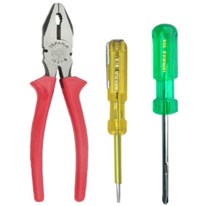 Taparia Hand Tool Kit Set-Plier-1621-8,Tester 813 with 2 in 1 Screwdriver 904