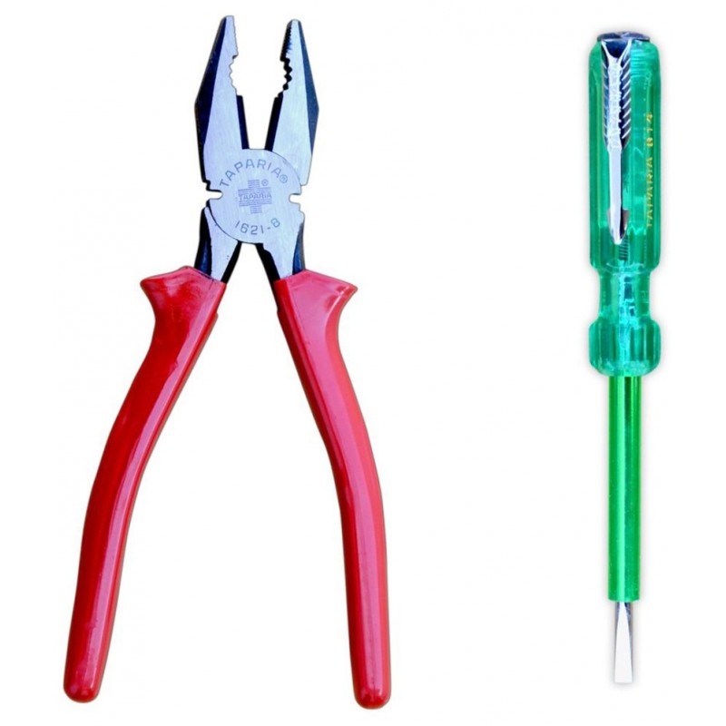 Taparia Ndt-2016 Combo Of Red Iron Pliers And Line Tester