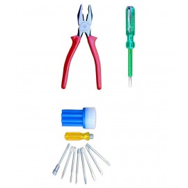 Taparia Ndt-2016 Combo Of Red Iron Pliers, Line Tester And Screw Driver Kit