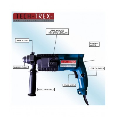 Tech-Trex - T2-20 Rotary Hammer 700W 20mm Corded Drill Machine with Bits