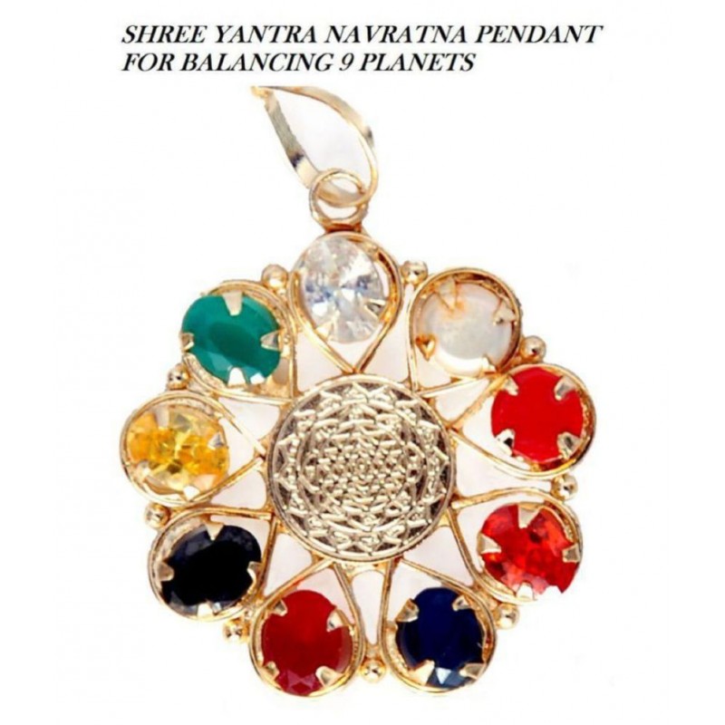 Tevatiya's Navratna Pendant with Shri Yantra Carved in centre