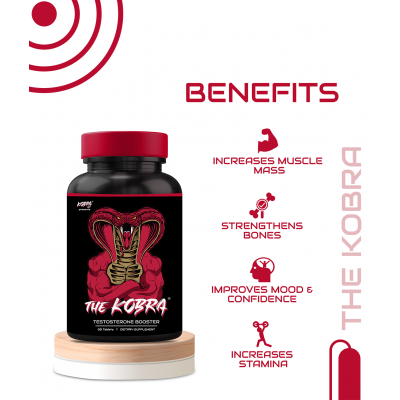 The Kobra Testosterone Booster For Men, Strength, Stamina & Muscle Growth Supplement, 30 Tablets