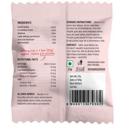 The Whole Truth - Mini Protein Bars - Cranberry - Pack of 8 - 8 x 27g - No Added Sugar - All Natural The Whole Truth - Mini Protein Bars - Cranberry - Pack of 8 - 8 x 27g - No Added Sugar - All Natural