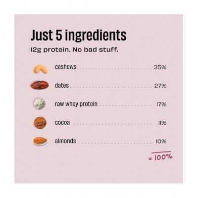 The Whole Truth - Mini Protein Bars - Double Cocoa- Pack of 8 - 8 x 27g - No Added Sugar - All Natural