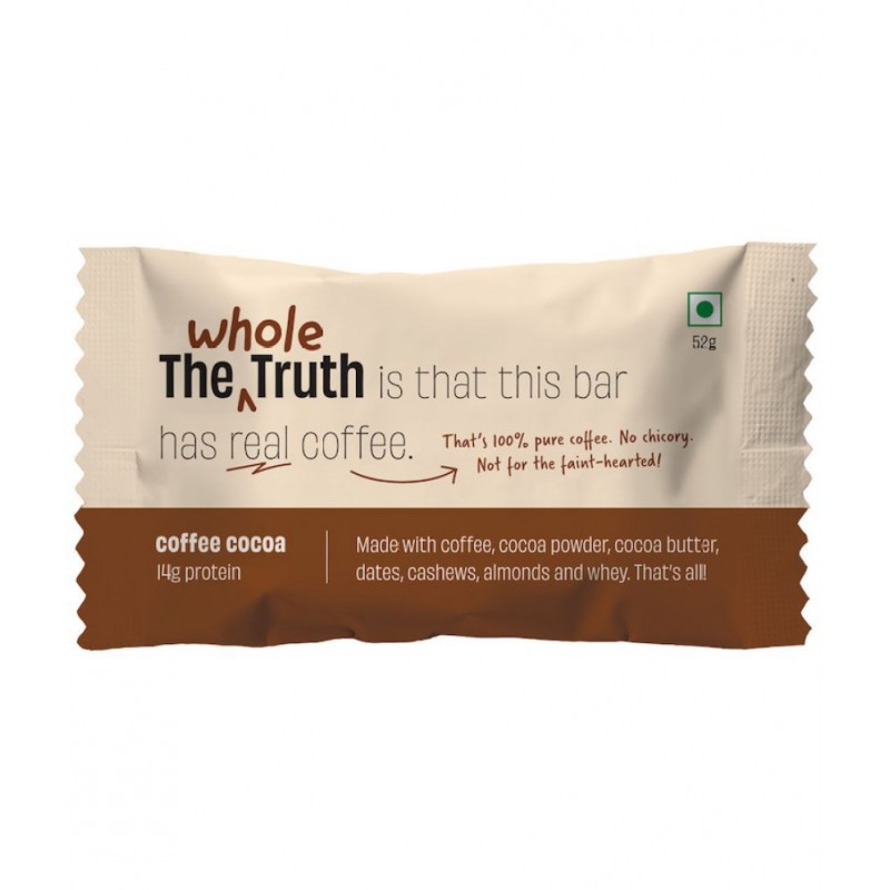 The Whole Truth - Protein Bars - Coffee Cocoa - Pack of 6 (6 x 52g) - All Natural - No Added Sugar The Whole Truth - Protein Bars - Coffee Cocoa - Pack of 6 (6 x 52g) - All Natural - No Added Sugar