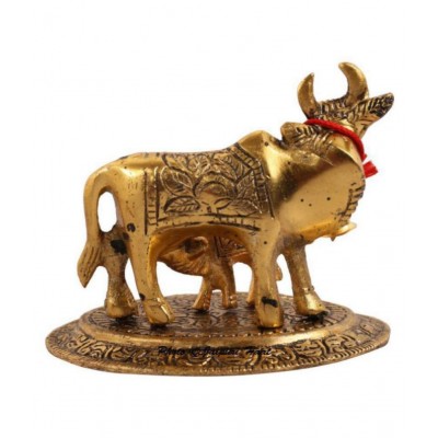 Thinking Generation Box Kamdhenu Cow Brass Idol