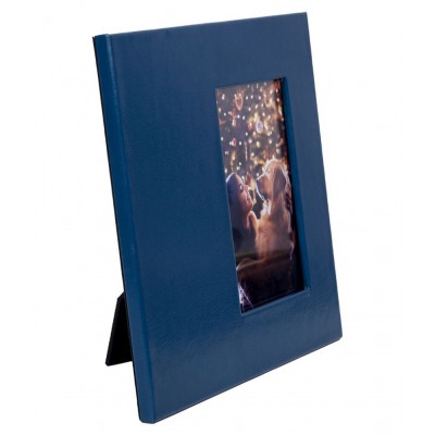 Thylable Leather Table Top & Wall hanging Blue Single Photo Frame - Pack of 1