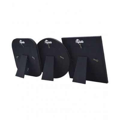 Thylable Leather TableTop Black Photo Frame Sets - Pack of 3