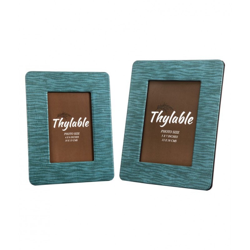 Thylable Leather TableTop Green Photo Frame Sets - Pack of 2