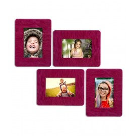 Thylable Leather Wall Hanging Pink Photo Frame Sets - Pack of 4