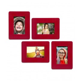 Thylable Leather Wall Hanging Red Photo Frame Sets - Pack of 4