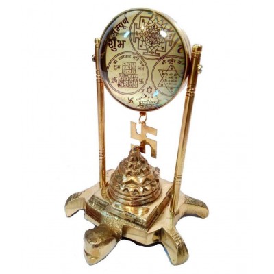 Tortoise Meru Vastu Yantra with 91 Pyramid along Shri yantra Vyapaar Vridhi Yantra and Kuber Yantra | for home, ofiice or Shop