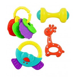 Toy Boutique Baby Rattle Toys for Kids, Set of 4 Pcs - Colourfull Lovely Attractive Rattles and Teether for Babies, Toddlers, Infants & Children Rattles Rattle Toys for Infants