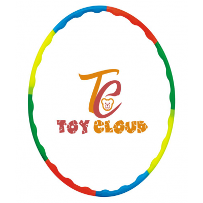 Toy Cloud Hula Hoop Zig-Zag (8 Inter-Lockable Pieces) for Adult Kids Exercise Fitness Ring Multi Colour Adjustable Size 46-75 Cms Diameters