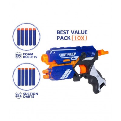 Toy Cloud Manual Soft Blaster Bullet Dart Gun Toy with 10 Soft Bullets, Safe and Long Range Shooting Gun (5 Soft Foam Bullets and 5 Suction Dart Bullets)
