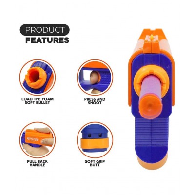 Toy Cloud Mouser Shape Mini Soft Blaster Manual Soft Bullet Shooting Gun Toy with 3 Safe Foam Bullets for Kids - 8+Years
