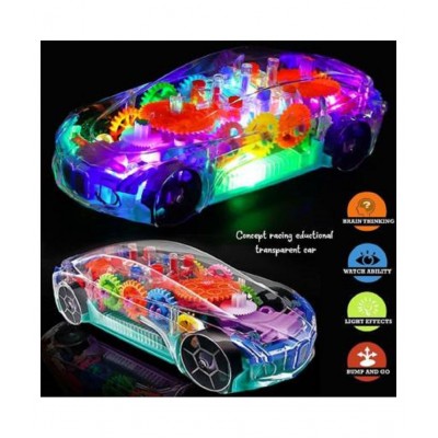 Toys Boutique 360 Degree Rotating Transparent Concept Racing Car with 3D Flashing Led Light Music for Kids 3+Ages , Electric Cars Toys for Children Kids Toys Gift