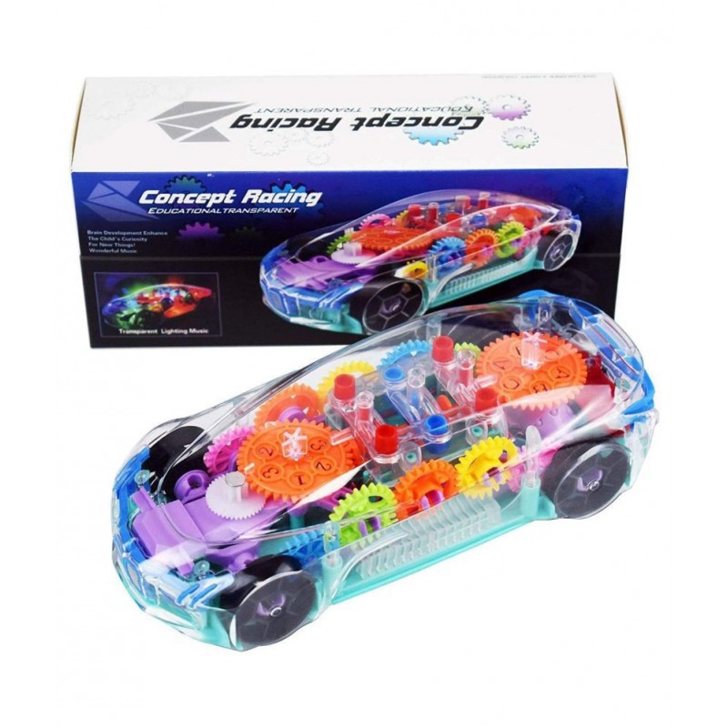 Toys Boutique 360 Degree Rotating Transparent Concept Racing Car with 3D Flashing Led Light Music for Kids 3+Ages , Electric Cars Toys for Children Kids Toys Gift