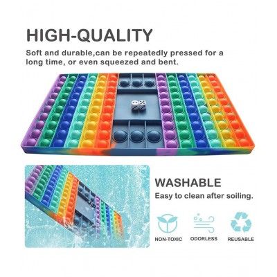 Toyshine 126 Bubbles Big Size Pop Game Board Toy, Jumbo Bubble Popping Sensory Fidget Toys with Dice, Giant Stress Anxiety Relief Toy Gift for Kids Adults (Rainbow) Pop It Toy