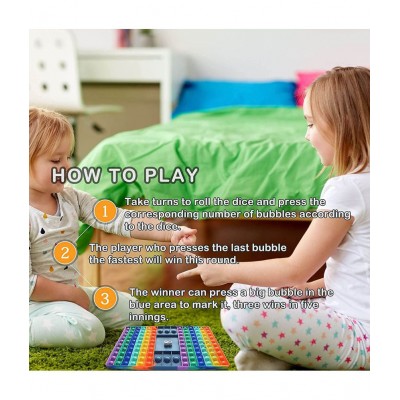 Toyshine 126 Bubbles Big Size Pop Game Board Toy, Jumbo Bubble Popping Sensory Fidget Toys with Dice, Giant Stress Anxiety Relief Toy Gift for Kids Adults (Rainbow) Pop It Toy