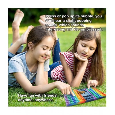 Toyshine 126 Bubbles Big Size Pop Game Board Toy, Jumbo Bubble Popping Sensory Fidget Toys with Dice, Giant Stress Anxiety Relief Toy Gift for Kids Adults (Rainbow) Pop It Toy