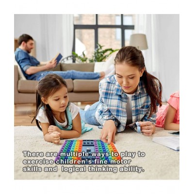 Toyshine 126 Bubbles Big Size Pop Game Board Toy, Jumbo Bubble Popping Sensory Fidget Toys with Dice, Giant Stress Anxiety Relief Toy Gift for Kids Adults (Rainbow) Pop It Toy