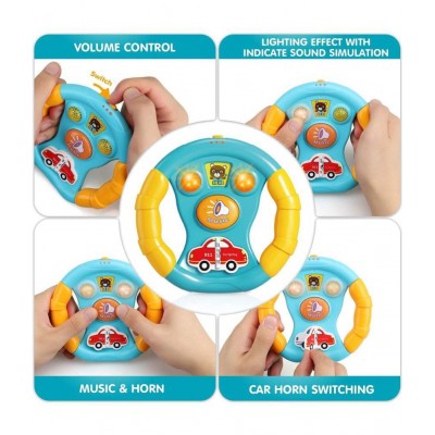 Toyshine Baby Musical Toy Wheel Baby Steering Wheel Toy with Lights, Sound Effect Volume Control for 6-36 Months